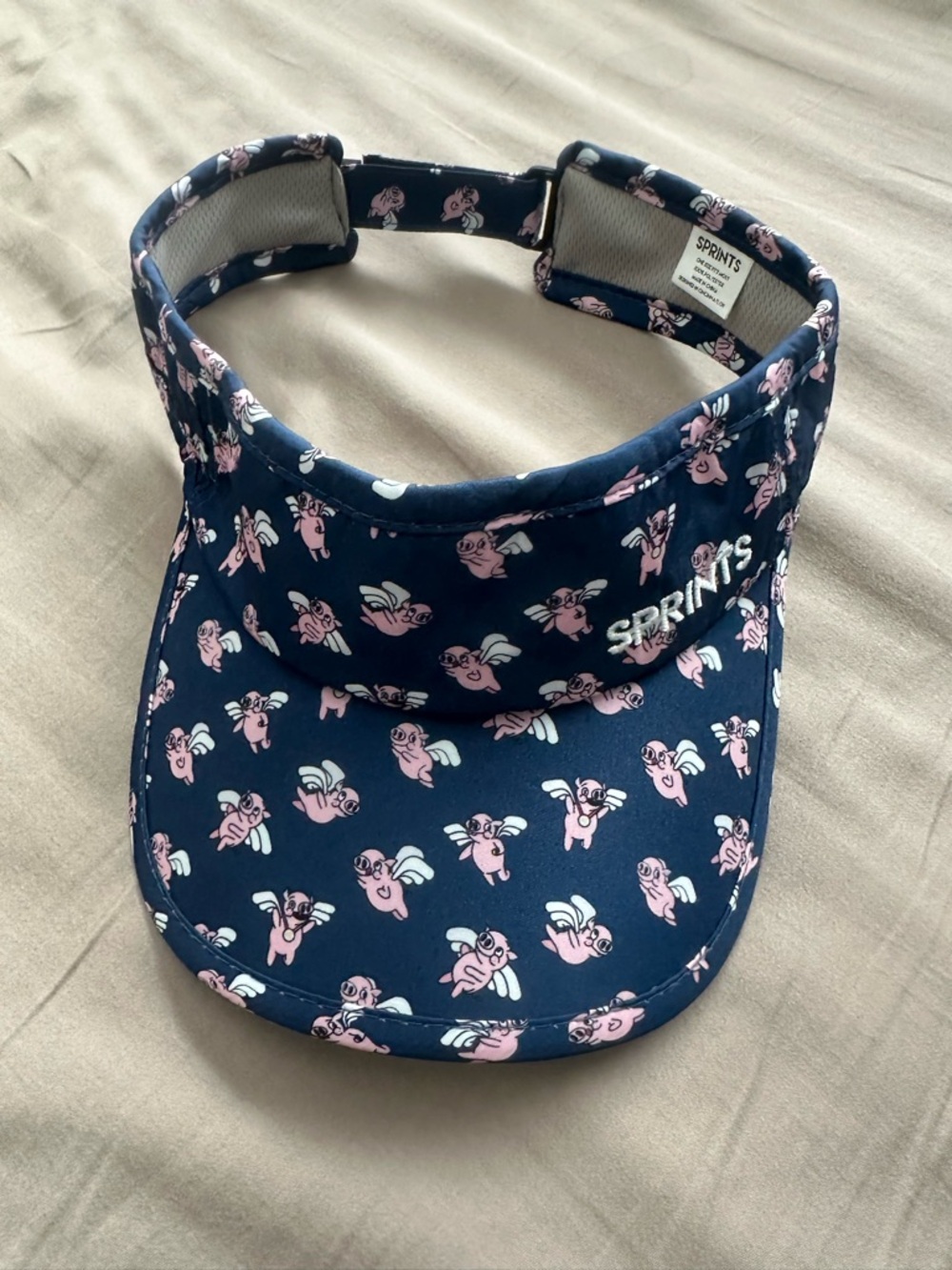 SPRINTS Navy Sun Visor “When Pigs Fly” in Navy Blue - Picture 3 of 7
